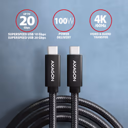 Axagon BUCM32-CM10AB câble USB USB 3.2 Gen 2x2 1 m USB C Noir - Vue supplémentaire 2