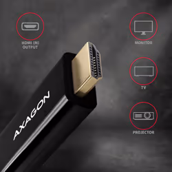 Axagon RVDM-HI14C2 Mini-DisplayPort zu HDMI Adapterkabel 4K/30 Hz 180 cm lang - Kabel - Digital/Display/Video 1,8 m Mini DisplayPort Noir