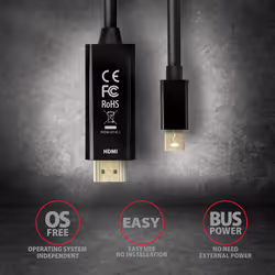 Axagon RVDM-HI14C2 Mini-DisplayPort zu HDMI Adapterkabel 4K/30 Hz 180 cm lang - Kabel - Digital/Display/Video 1,8 m Mini DisplayPort Noir - Vue supplémentaire 5