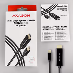 Axagon RVDM-HI14C2 Mini-DisplayPort zu HDMI Adapterkabel 4K/30 Hz 180 cm lang - Kabel - Digital/Display/Video 1,8 m Mini DisplayPort Noir - Vue supplémentaire 6