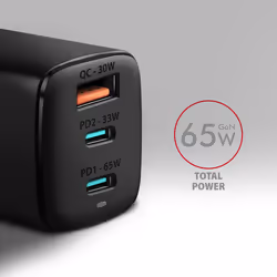 Axagon ACU-DPQ65 chargeur d'appareils mobiles Smartphone Noir Secteur Charge rapide Intérieure