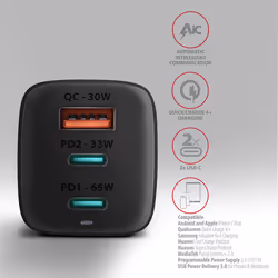Axagon ACU-DPQ65 chargeur d'appareils mobiles Smartphone Noir Secteur Charge rapide Intérieure - Vue supplémentaire 4