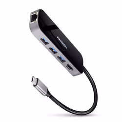 Axagon HMC-6GL, USB 3.2 Gen 1 (3.1 Gen 1) Type-C, 100 W, 10,100,1000 Mbit/s, IEEE 802.1Q, IEEE 802.1p, Noir, Gris, 4K Ultra H ...