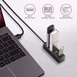 Axagon HUE-M1AL hub & concentrateur USB 3.2 Gen 1 (3.1 Gen 1) Type-A 5000 Mbit/s Noir - Vue supplémentaire 4