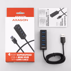 Axagon HUE-M1AL hub & concentrateur USB 3.2 Gen 1 (3.1 Gen 1) Type-A 5000 Mbit/s Noir - Vue supplémentaire 6