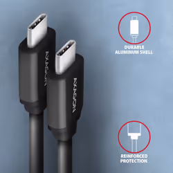 Axagon Data and charging USB 2.0 cable 1.1 m long. PD 60W, 3A. Black twisted. câble USB 1,1 m USB C Noir