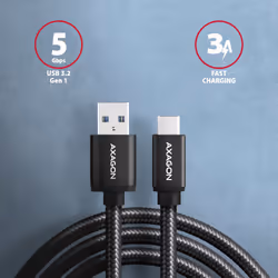 Axagon BUCM3-AM15AB câble USB USB 3.2 Gen 1 (3.1 Gen 1) 1,5 m USB C USB A Noir