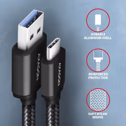 Axagon BUCM3-AM15AB câble USB USB 3.2 Gen 1 (3.1 Gen 1) 1,5 m USB C USB A Noir