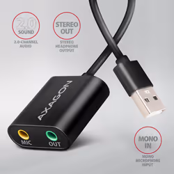 Axagon ADA-12 USB 2.0 Stereo Audio Mini-Adapter 15 cm Kabellänge - Kabel - Audio/Multimedia 2.0 canaux