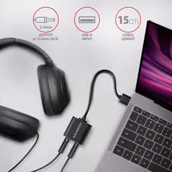Axagon ADA-12 USB 2.0 Stereo Audio Mini-Adapter 15 cm Kabellänge - Kabel - Audio/Multimedia 2.0 canaux