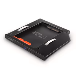 Axagon RSS-CD09 2.5 SSD/HDD caddy into DVD slot 9.5 mm LED ALU, SATA, SATA, Noir, Ordinateur portable, Chine, CE