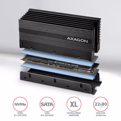 Axagon CLR-M2XL système de refroidissement d’ordinateur M.2 NVMe SSD Dissipateur thermique/Radiateur Noir 1 pièce(s)