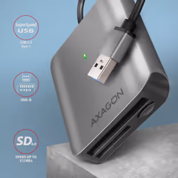 Axagon CRE-S3 External card reader USB-A 3.2 Gen 1 3-slot & lun SD/microSD/CF lecteur de carte mémoire USB 3.2 Gen 1 (3.1 Gen 1) Type-A Gris