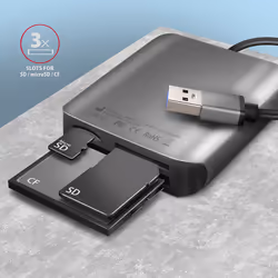 Axagon CRE-S3 External card reader USB-A 3.2 Gen 1 3-slot & lun SD/microSD/CF lecteur de carte mémoire USB 3.2 Gen 1 (3.1 Gen 1) Type-A Gris