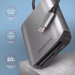 Axagon CRE-S3C lecteur de carte mémoire USB 3.2 Gen 1 (3.1 Gen 1) Type-C Gris