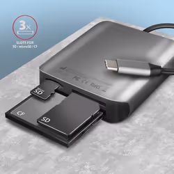 Axagon CRE-S3C lecteur de carte mémoire USB 3.2 Gen 1 (3.1 Gen 1) Type-C Gris