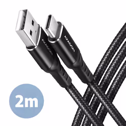 Axagon BUCM-AM20AB, 2 m, USB A, USB C, USB 2.0, 0,48 Gbit/s, Noir