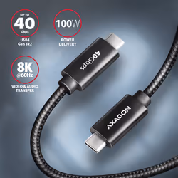 Axagon BUCM432-CM10AB câble USB 1 m USB4 Gen 3x2 USB C Noir