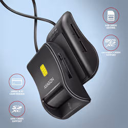Axagon CRE-SM3SD USB Smart card & SD/microSD/SIM Flat lecteur de cartes à puce Intérieure USB 2.0 Noir