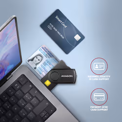 Axagon CRE-SMP2A USB Smart card & SD/microSD/SIM PocketReader lecteur de cartes à puce Intérieure USB 2.0 Noir - Vue supplémentaire 4