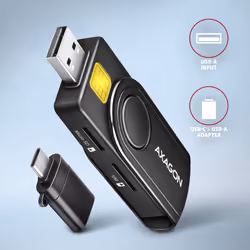 Axagon CRE-SMP2A USB Smart card & SD/microSD/SIM PocketReader lecteur de cartes à puce Intérieure USB 2.0 Noir - Vue supplémentaire 6