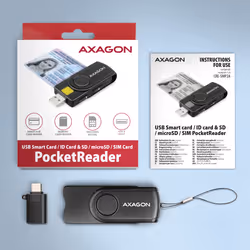 Axagon CRE-SMP2A USB Smart card & SD/microSD/SIM PocketReader lecteur de cartes à puce Intérieure USB 2.0 Noir - Vue supplémentaire 8
