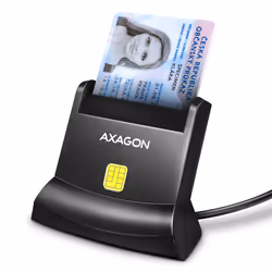 Axagon Universal desktop USB contact Smart/ID card reader with long USB-A cable. Suitable for the eObanka application., USB 2 ...