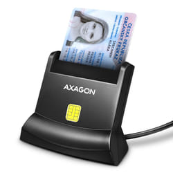 Axagon Universal desktop USB contact Smart/ID card reader with long USB-A cable. Suitable for the eObanka application. lecteur de cartes à puce Intérieure USB 2.0 Noir