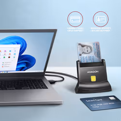 Axagon Universal desktop USB contact Smart/ID card reader with long USB-A cable. Suitable for the eObanka application. lecteur de cartes à puce Intérieure USB 2.0 Noir
