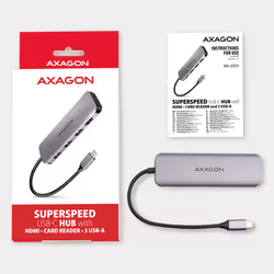 Axagon HMC-HCR3A 3x USB-A+ HDMI+ SD/microSD USB-C 3.2 Gen 1 hub 20cm Avec fil USB 3.2 Gen 1 (3.1 Gen 1) Type-A Gris - Vue supplémentaire 8