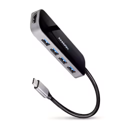 Axagon HMC-6H4A, Avec fil, USB 3.2 Gen 1 (3.1 Gen 1) Type-C, 100 W, Noir, Gris, 5 Gbit/s, 4K Ultra HD