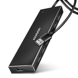 Axagon HUE-F7A 7x USB 3.2 Gen 1 ALU FLAT hub micro power IN 1m USB-A USB 3.2 Gen 1 (3.1 Gen 1) Type-A 5000 Mbit/s Noir