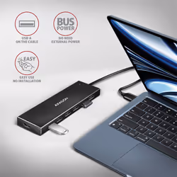 Axagon HUE-F7A 7x USB 3.2 Gen 1 ALU FLAT hub micro power IN 1m USB-A USB 3.2 Gen 1 (3.1 Gen 1) Type-A 5000 Mbit/s Noir