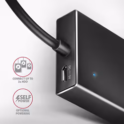 Axagon HUE-F7A 7x USB 3.2 Gen 1 ALU FLAT hub micro power IN 1m USB-A USB 3.2 Gen 1 (3.1 Gen 1) Type-A 5000 Mbit/s Noir - Vue supplémentaire 5