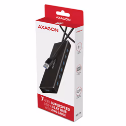 Axagon HUE-F7A 7x USB 3.2 Gen 1 ALU FLAT hub micro power IN 1m USB-A USB 3.2 Gen 1 (3.1 Gen 1) Type-A 5000 Mbit/s Noir - Vue supplémentaire 8