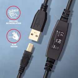 Axagon ADR-210B USB 2.0 A-M -> B-M active connecting/repeater cable 10m - Kabel - Digital/Daten câble USB USB A USB B Noir - Vue supplémentaire 4