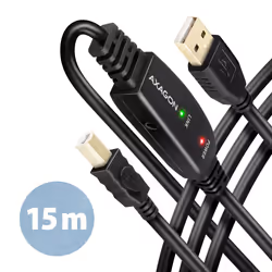 Axagon ADR-215B USB 2.0 A-M -> B-M active connecting/repeater cable 15m - Kabel - Digital/Daten, 15 m, USB A, USB B, USB 2.0, ...