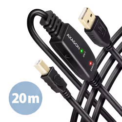 Axagon ADR-220B USB 2.0 A-M -> B-M active connecting/repeater cable 20m - Kabel - Digital/Daten, 20 m, USB A, USB B, USB 2.0, ...