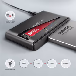 Axagon ADSA-CC USB-C 10Gbps - NVMe M.2 SSD & SATA 2.5/3.5 SSD/HDD CLONE MASTER 2 - Digital/Daten - NVMe USB 3.2 Gen 2 (3.1 Gen 2) Type-C Noir - Vue supplémentaire 4