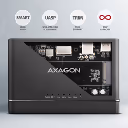 Axagon ADSA-CC USB-C 10Gbps - NVMe M.2 SSD & SATA 2.5/3.5 SSD/HDD CLONE MASTER 2 - Digital/Daten - NVMe USB 3.2 Gen 2 (3.1 Gen 2) Type-C Noir - Vue supplémentaire 7