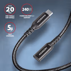 Axagon BUCM32-CF15AB câble USB USB 3.2 Gen 2x2 1,5 m USB C Noir - Vue supplémentaire 2