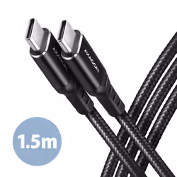 Axagon Data and charging USB 2.0 cable 1.5 m long. PD 60W, 3A. Black braided., 1,5 m, USB C, USB C, USB 2.0, 0,48 Gbit/s, Noi ...