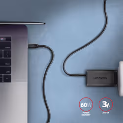 Axagon Data and charging USB 2.0 cable 1.5 m long. PD 60W, 3A. Black braided. câble USB 1,5 m USB C Noir - Vue supplémentaire 5