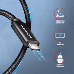 Axagon BUCM2-CM20AB Ladekabel USB-C zu USB-C 2.0, 2 m, PD 240 W 5 A, ALU - Schwarz - 2 Meter langes USB-C zu USB-C Kabel - Daten- und Ladefähig câble USB USB 2.0 USB C Noir - Vue supplémentaire 6