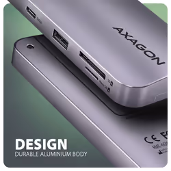 Axagon HMC-6GM2 USB 10Gbps hub USB-A USB-C HDMI M.2 SD/mSD PD 100W USB-C Avec fil USB 3.2 Gen 2 (3.1 Gen 2) Type-C Gris - Vue supplémentaire 6