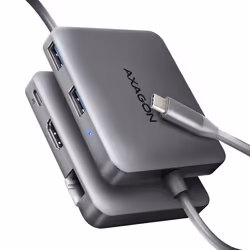 Axagon N HMC-5HL USB 5Gbps hub 2x USB-A HDMI 4k/60Hz RJ-45 GLAN PD 100W kabel USB-C, Avec fil, USB 3.2 Gen 1 (3.1 Gen 1) Type ...