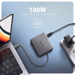 Axagon N HMC-5HL USB 5Gbps hub 2x USB-A HDMI 4k/60Hz RJ-45 GLAN PD 100W kabel USB-C Avec fil USB 3.2 Gen 1 (3.1 Gen 1) Type-C Argent - Vue supplémentaire 4