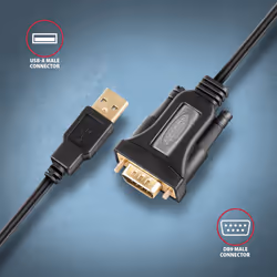 Axagon ADS-1PQN USB-A 2.0 - serial RS-232 DB9-M FTDI adapter cable 1.5m - Adapter - Digital/Daten câble Série Noir 1,5 m USB Type-A