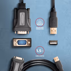 Axagon ADS-1PQN USB-A 2.0 - serial RS-232 DB9-M FTDI adapter cable 1.5m - Adapter - Digital/Daten câble Série Noir 1,5 m USB Type-A - Vue supplémentaire 5