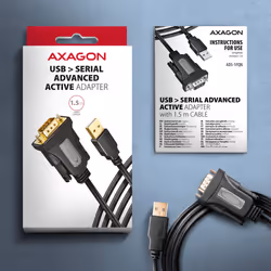 Axagon ADS-1PQN USB-A 2.0 - serial RS-232 DB9-M FTDI adapter cable 1.5m - Adapter - Digital/Daten câble Série Noir 1,5 m USB Type-A - Vue supplémentaire 6